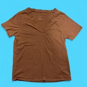 Rust brown a new day v neck tee